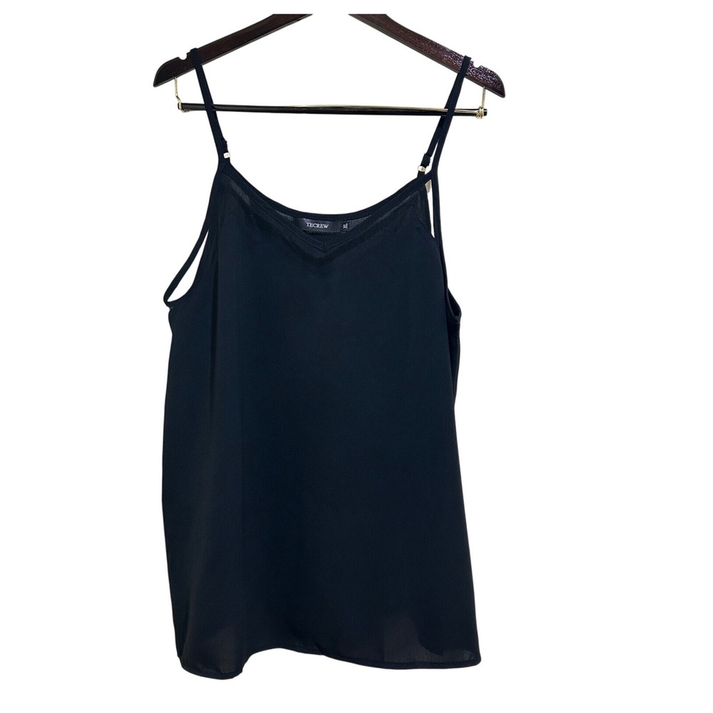 TECREW Black Cami Top Adjustable Straps V-Neck Lined‎ Tank Top XL